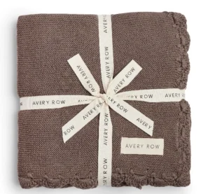 Avery Row Scallop Knit Blanket - Biscuit