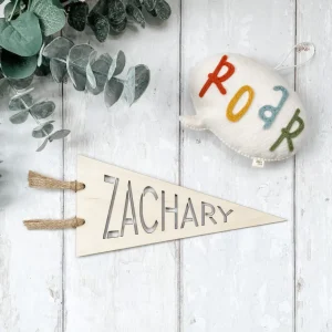 Custom Name Wooden Pennant Flag