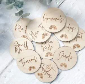 Custom Rainbow Wooden Storage Labels