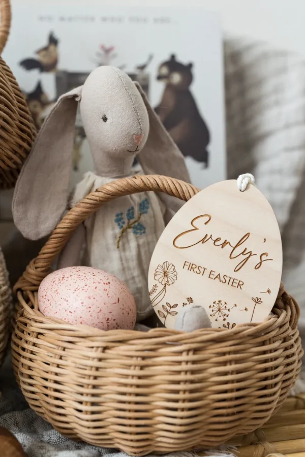 Easter Basket Tags | Floral Wooden Labels | Botanical Easter Eggs Gift Tag | Laser Engraved | UK