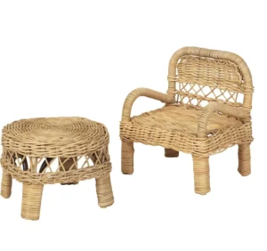Fabelab Doll Chair and Table - Rattan