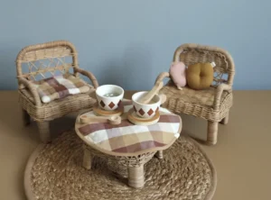 Fabelab Doll Chair and Table - Rattan