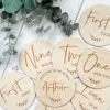 Full Set of Baby Milestone Discs inc Firsts | Wooden Baby Milestone Markers | Laser Engraved and Cut | Social Media Flat Lay Prop