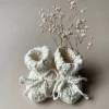 Gooseberry Fool Newborn Cotton Tie Booties - Cream