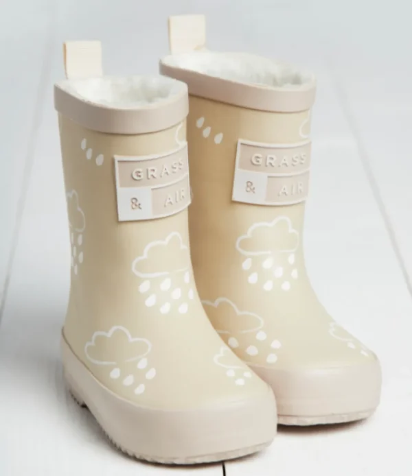 Grass & Air Colour-Changing Winter Wellies - Stone