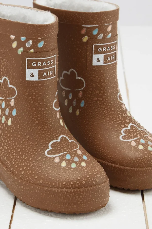 Grass & Air Colour-Changing Winter Wellies - Toffee Brown