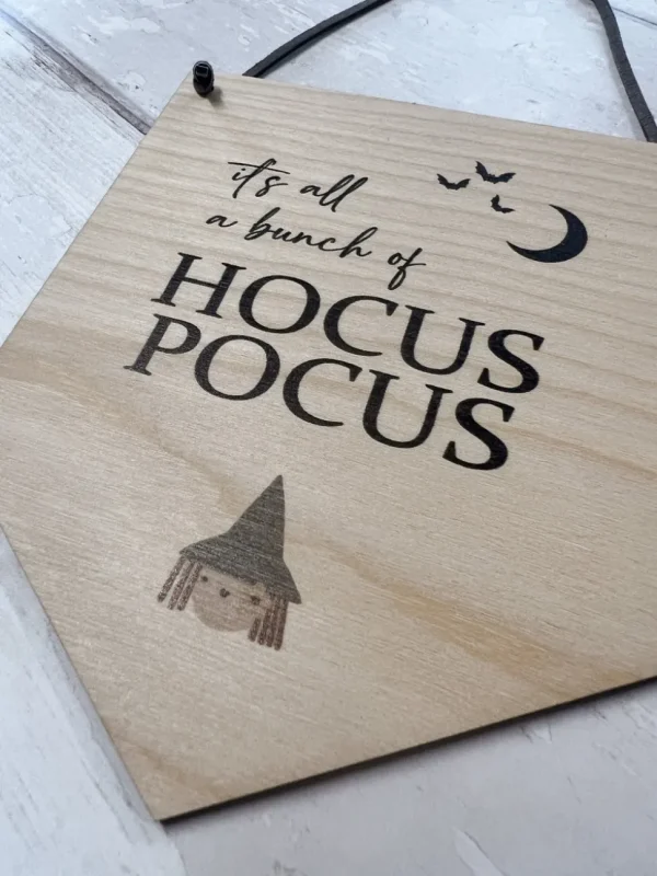 Halloween Wooden 'Hocus Pocus' Flag Hanging