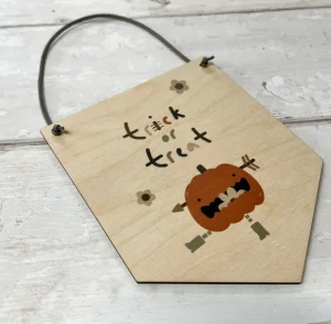 Halloween Wooden 'Trick or Trick' Flag Hanging