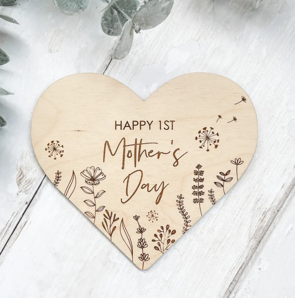 happy_st_mothers_day__woo_0.webp Happy 1st Mother's day | Wooden Baby Plaque | Positive Quote | Social Media Flat Lay Prop | Laser Engraved | UK
