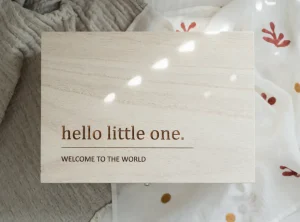 Hello World Wooden Baby Box - Small