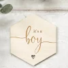 It's a Boy Hexagon Wooden Disc | Wooden Baby Announcement | Baby Arrival Sign | Social Media Flat Lay Prop | Laser Engraved | UK