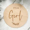 It's a Girl Wooden Disc | Wooden Baby Announcement | Baby Arrival Sign | Social Media Flat Lay Prop | Laser Engraved | UK