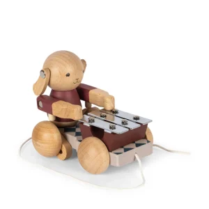 Konges Sløjd Wooden Pull Music Bunny - Bell Boy Red