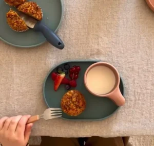 Liewood Anita Breakfast Plate 2-pack - Dusty Mint / Peppermint