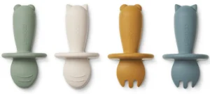Liewood Avril Baby Cutlery 4-pack - Faune Green Multi Mix