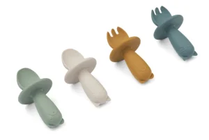 Liewood Avril Baby Cutlery 4-pack - Faune Green Multi Mix