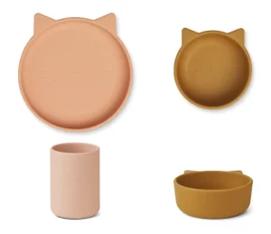 Liewood Cyrus Silicone Junior Set - Cat / Rose Mix