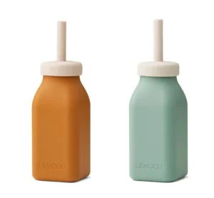 Liewood Erika Milkshake Bottles 2-pack - Mustard / Peppermint Mix