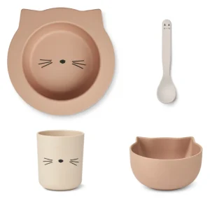 Liewood Joana Baby Feeding Set - Cat / Pale Tuscany Rose