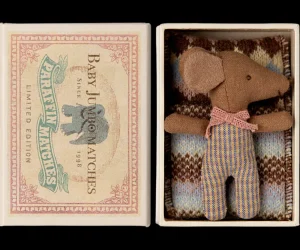 Maileg Sleepy Wakey Baby Mouse in Matchbox - Rose