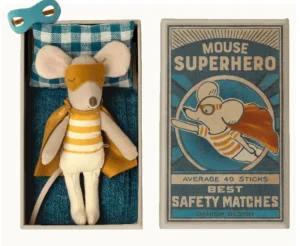 Maileg Super Hero Mouse - Little Brother in Matchbox