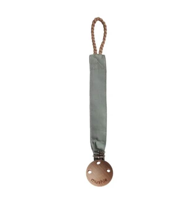 Mushie Fabric Pacifier Clip - Roman Green