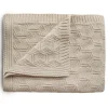 Mushie Knitted Honeycomb Baby Blanket - Beige