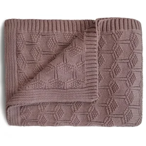 Mushie Knitted Honeycomb Baby Blanket - Desert Rose
