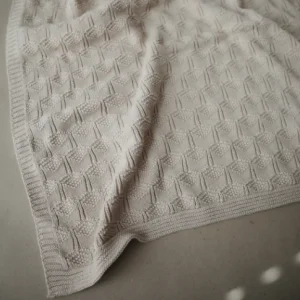 Mushie Knitted Honeycomb Baby Blanket - Beige