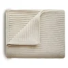 Mushie Knitted Ribbed Baby Blanket - Beige Melange