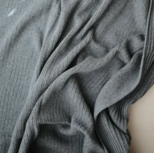 Mushie Knitted Ribbed Baby Blanket - Grey Melange