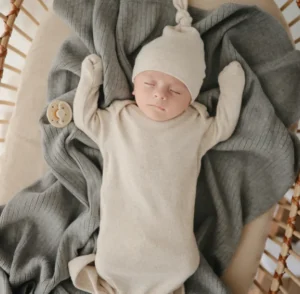 Mushie Knitted Ribbed Baby Blanket - Grey Melange