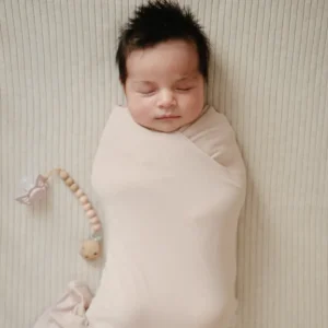 Mushie Knitted Ribbed Baby Blanket - Beige Melange
