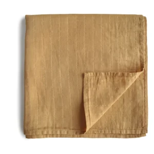 Mushie Muslin Swaddle Blanket - Fall Yellow