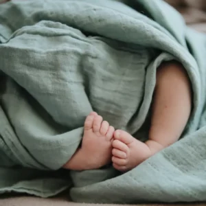Mushie Muslin Swaddle Blanket - Roman Green