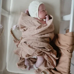 Mushie Muslin Swaddle Blanket - Natural