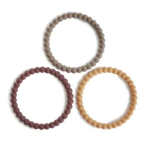 Mushie Pearl Teether Bracelets - Berry / Marigold / Khaki