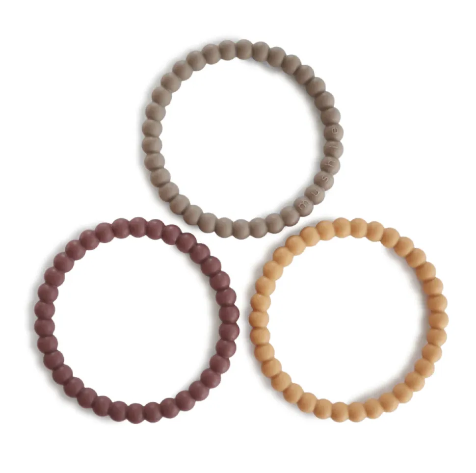mushie_pearl_teether_brac_0-1.webp Mushie Pearl Teether Bracelets - Berry / Marigold / Khaki