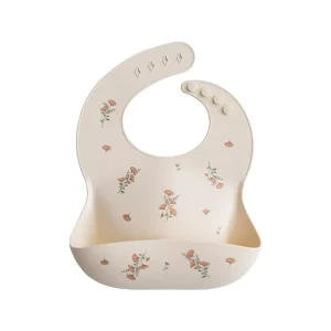 Mushie Silicone Bib - Pink Flowers