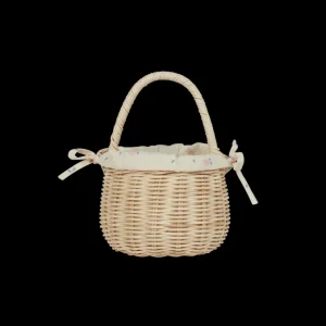Olli Ella Rattan Berry Basket with Lining - Straw / Pansy
