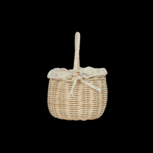 Olli Ella Rattan Berry Basket with Lining - Straw / Pansy