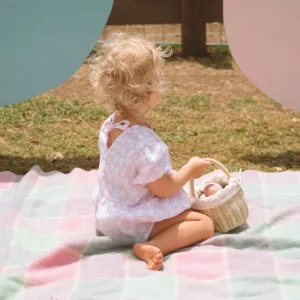Olli Ella Rattan Berry Basket with Lining - Straw / Pansy