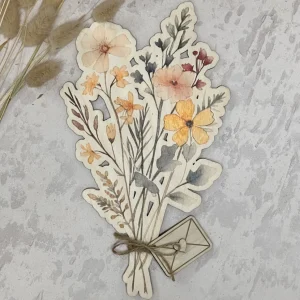 Printed Wooden Flower Bouquet with Personalised Love Letter
