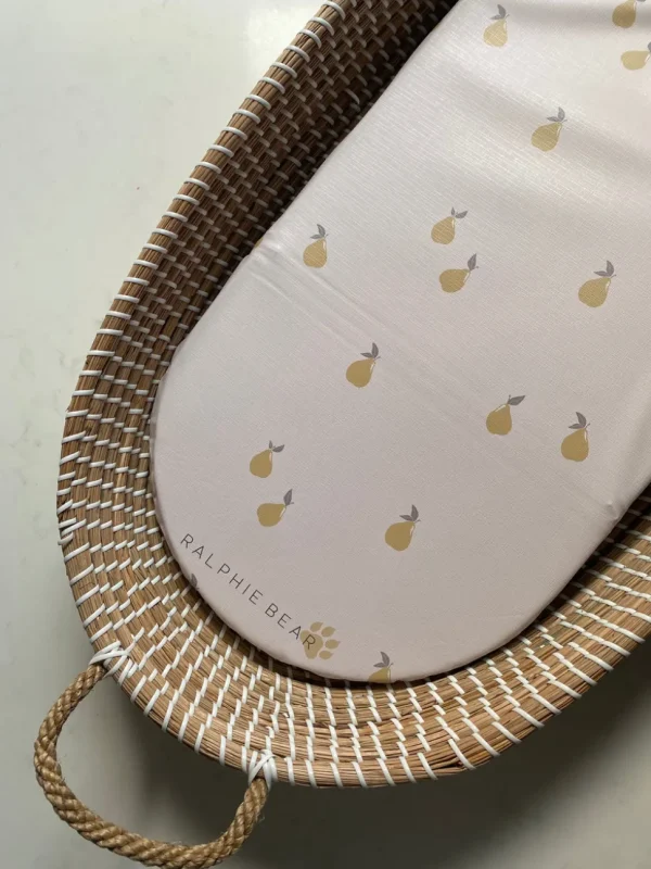 Ralphie Bear Changing Basket Mat Liner - Pears