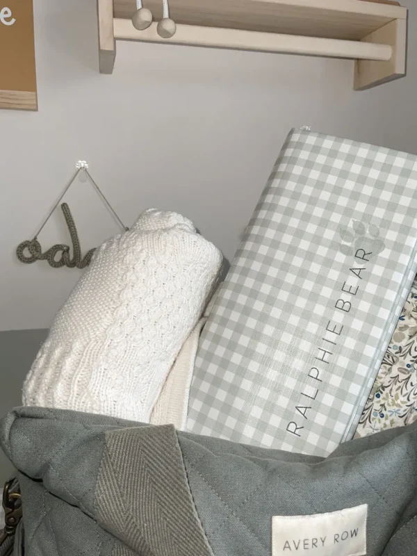 Ralphie Bear Travel Mat - Gingham Sage