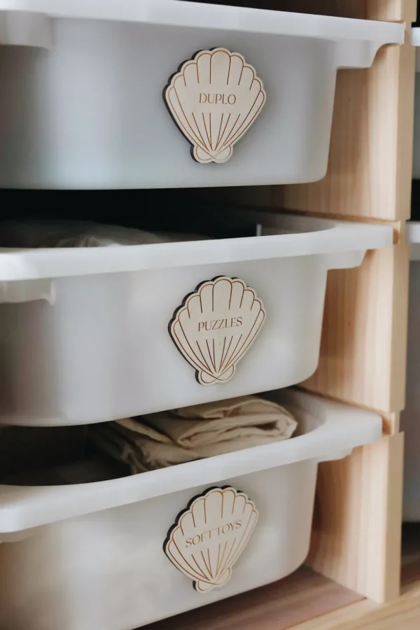 Set of 6 Shell Trofast Labels - Personalised