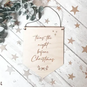 Twas the night before Christmas Hanging | Nursery/Playroom Decor | Wooden Bunting Flag | Laser Engraved