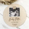 Wooden Baby Scan Announcement Plaque | New Baby Pregnancy Reveal Sign | Social Media Flat Lay Prop | Laser Engraved