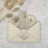 Wooden Envelope with Engraved Flowers