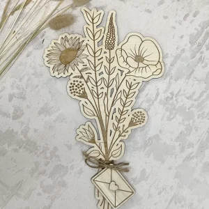 Wooden Flower Bouquet with Personalised Love Letter